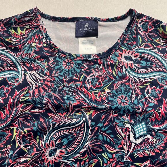 Caribbean Joe Women's UPF 30+ Long Sleeve Rashguard Swim Shirt  Paisley Floral - Picture 3 of 7